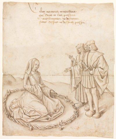 A Lady with Three Suitors by Unknown artist