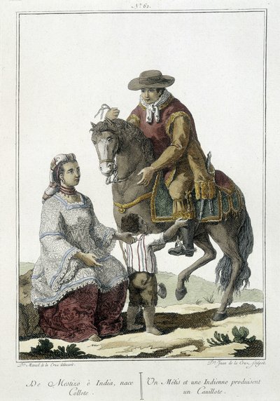 A Métis and an Indian Give Birth to a Cauillote - Engraving by Unknown artist
