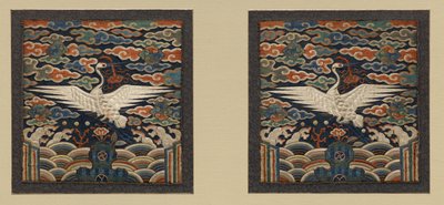 A Pair of Rank Badges with Single Crane Motif by Unknown artist