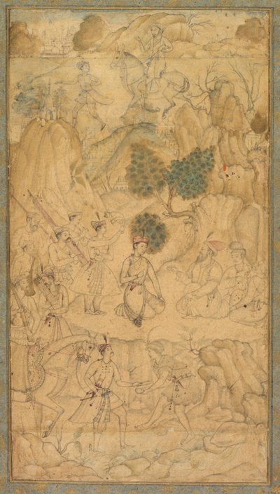 A Prince Visiting a Holy Man in a Rocky Landscape by Unknown artist