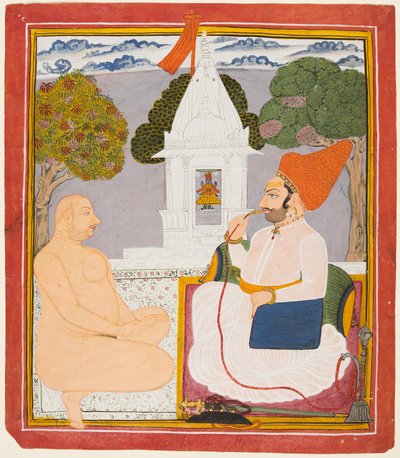 A Rathor Noble Visiting a Holy Man at a Vishnu Shrine by Unknown artist