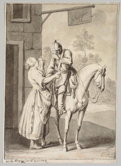 A Soldier in Armor in Front of a Tavern by Unknown artist