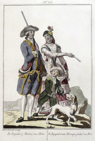 A Spanish and a Moorish give birth to an alvin - engraving by Unknown artist