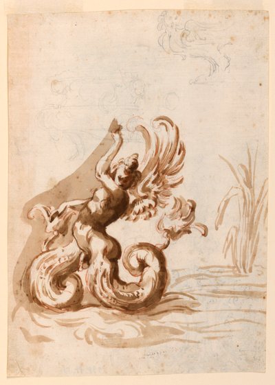 A Winged Mer Hermaphrodite and Sketches for a Bowl by Unknown artist