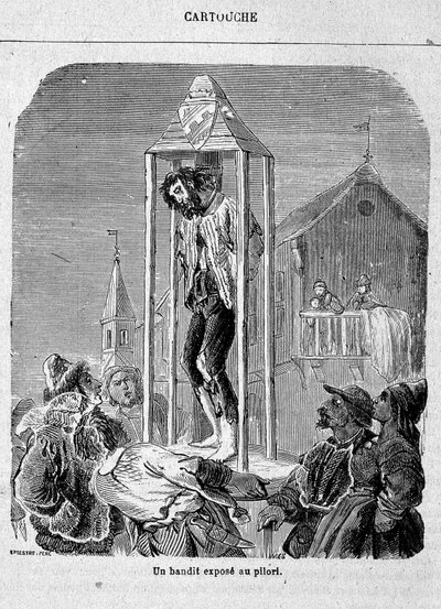 A bandit exposed to the pillory - in 