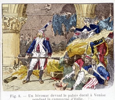 A bivouac in front of the ducal palace in Venice during the Italian campaign by Unknown artist