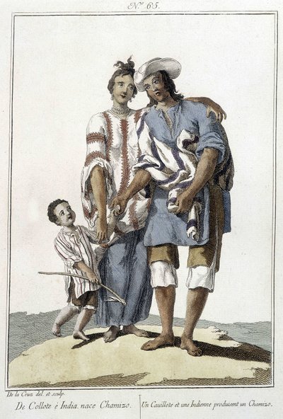 A Cauillote and an Indian Give Birth to a Chamizo - Engraving by Unknown artist