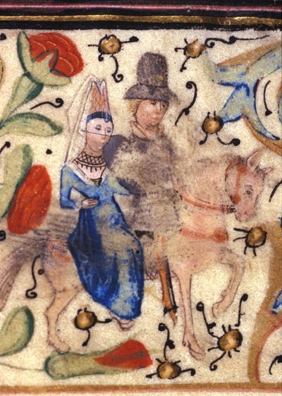 A knight and his lady: French illumination of the 14th century from a manuscript by Petrarch. Biblioteca comunale di Rimini by Unknown artist