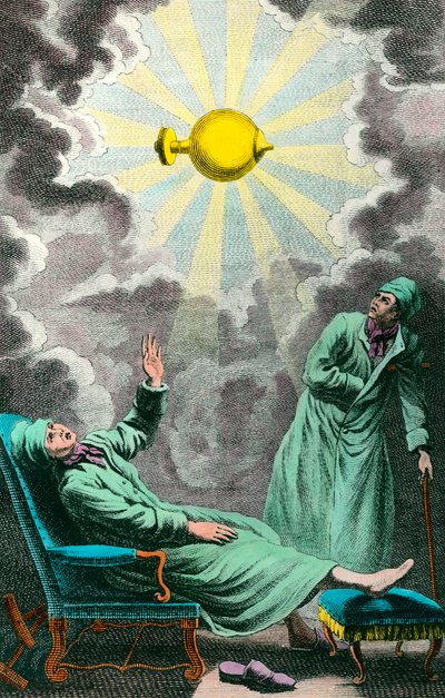 A Paralytic Reaches Out His Hand to an Electric Light Source That Can Restore His Strength. Frontispiece from 