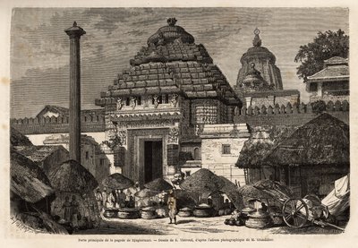 A Popular Walk in Front of the Main Gate of the Jagannath Temple, a Holy City and Pilgrimage Site in Southern Bengal. Engraving to Illustrate the Voyage in the Southern Provinces of India, by Alfred Grandidier, in 1862-1864, Published in Le Tour du Monde,  by Unknown artist