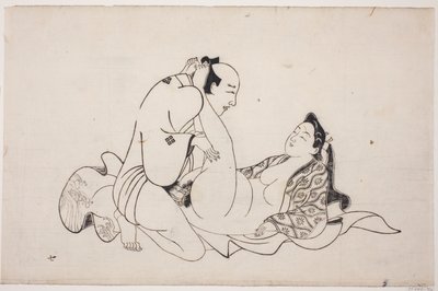 A sheet from a shunga album by Unknown artist