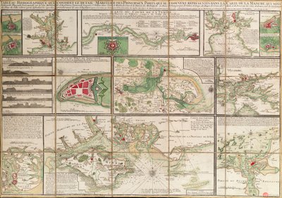A table containing details of the main maritime ports that are represented in the map of the English Channel by Unknown artist