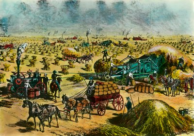 Agricultural Revolution: Harvest Wheat in Dakota by Steam Machines by Unknown artist