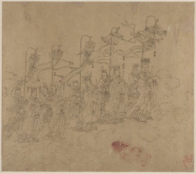 Album of Daoist and Buddhist Themes: Procession of Daoist Deities: Leaf 5 by Unknown artist