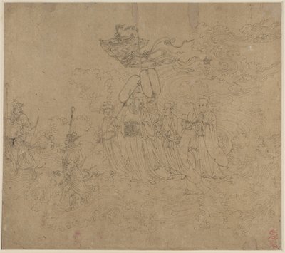 Album of Daoist and Buddhist Themes: Procession of Daoist Deities: Leaf 6 by Unknown artist