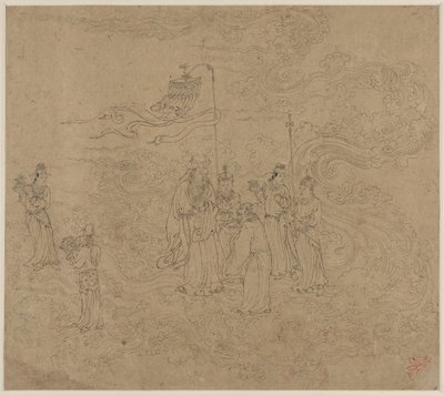 Album of Daoist and Buddhist Themes: Procession of Daoist Deities: Leaf 7 by Unknown artist