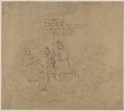 Album of Daoist and Buddhist Themes: Procession of Daoist Deities: Leaf 9 by Unknown artist