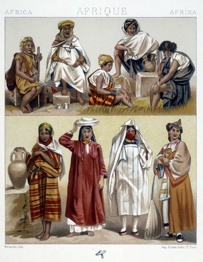 Algeria and Tunisia, Popular Costumes - in “Le Costume Historique” by Racinet by Unknown artist