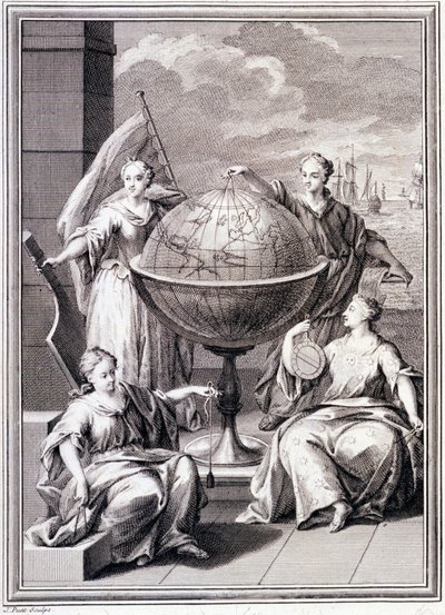Allegory of the Exploration of the World - in Historical Journey of South America done by Order of the King of Spain, by Don Georges Juan and Don Antoine de Ulloa, Librairie du Roi, Paris by Unknown artist