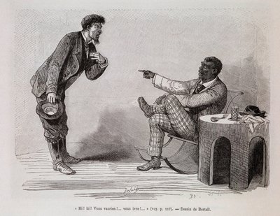 American black mocking a drunk white - in Le tour du monde, 2nd semester 1876 by Unknown artist