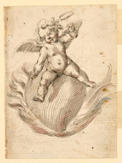 An Angel Hammering a Chisel into a Burning Beast by Unknown artist
