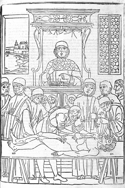 Anatomical dissection. Engraving from a treatise of Medicine by Gerolamo Cardano, Florence by Unknown artist
