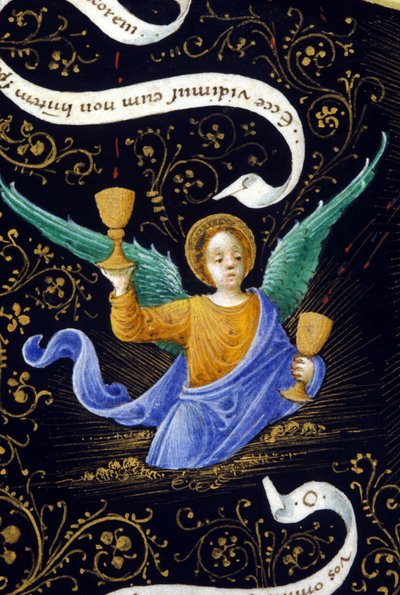 Angel holding two chalices. Miniature of Belbello da Pavia by Unknown artist