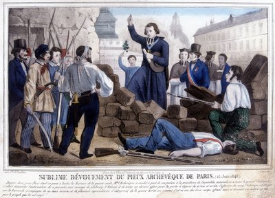 Archbishop Denis Affre Crossed the Barricades to Meet the Insurgents, June 25 by Unknown artist