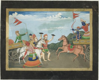 Arjuna Slays Karna, page from a Mahabharata series by Unknown artist