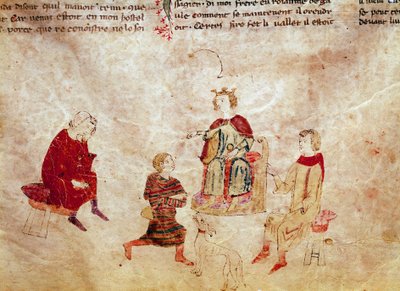 Arthurian Legend: King Arthur on his throne surrounds his advisors by Unknown artist