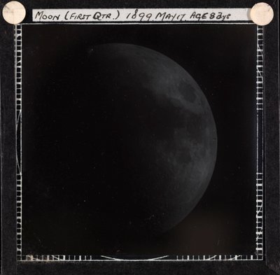 Astronomical Glass Plate Slide of the Moon in First Quarter (1899) by Unknown artist