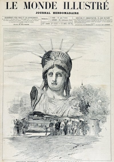 At the 1878 World Exposition: the head of the Statue of Liberty by Mr Bartholdi, destined for the Port of New York - in "The Illustrated World" of 13/07/1878 by Unknown artist