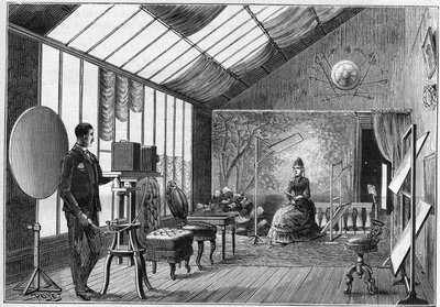 Atelier of an amateur photographer with his accessories in France in 1888. in “La nature” of 1888 by Unknown artist
