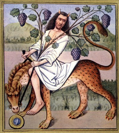 Bacchus - reproduction from 15th century illumination by Unknown artist
