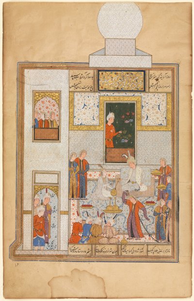Bahram Visits the White Domed Pavilion on Friday, from a Haft Paykar (Seven Portraits) of Nizami (verso) by Unknown artist