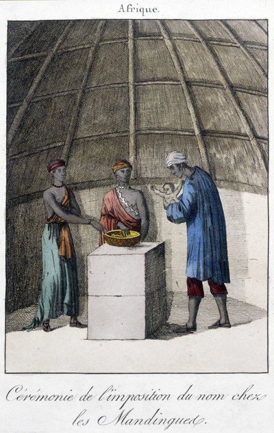 Baptism in the Mandingues (Mali?) in Africa - engraving by Unknown artist
