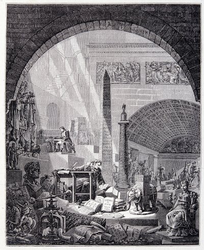 Baron Dominique Vivant-Denon at his office, surrounded by objects of art and Napoleon by Unknown artist
