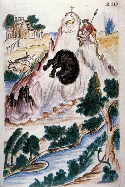 Bear hunting, from the book "Trujillo del Peru" or "Codex Martínez Compañón", by Baltazar Martinez Compañón y Bujanda, bishop of Trujillo (1782-1785) by Unknown artist