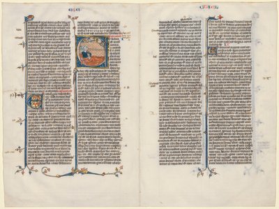 Bifolium from a Bible: Initial E[t factum est] with Ezekiel by Unknown artist