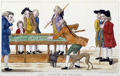 Billiards players - engraving, n.d., late 18th century, Carnavalet by Unknown artist