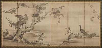 Birds, Flowers, and Trees: on the Back, Bamboo Trees by Unknown artist