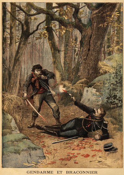 Bloody Struggle Between a Poacher and a Policeman by Unknown artist