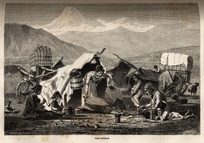 Bohemian camp. Engraving to illustrate the voyage in the provinces of the Caucasus, by Basile Vereschaguine, in 1864-1865, published in 