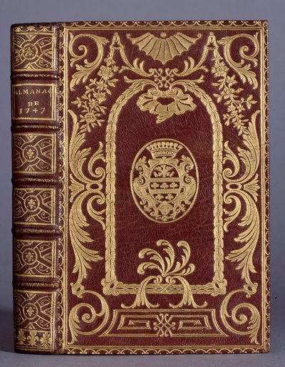 Book cover, binding with ornaments varies to the arms of the Cotte family of an almanac from 1747 by Unknown artist