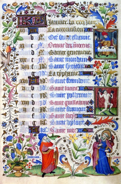 Book of Hours of the 15th Century. The Month of January. Milan, Biblioteca Trivulziana by Unknown artist