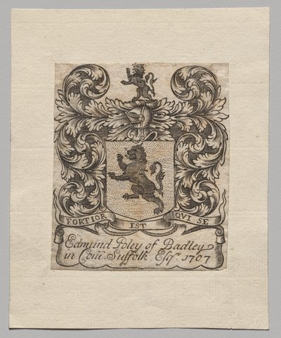 Bookplate: Edmund Poley of Badley by Unknown artist