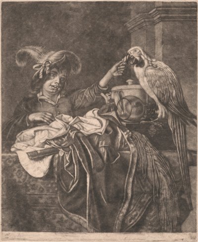 Boy and a Parrot by Unknown artist