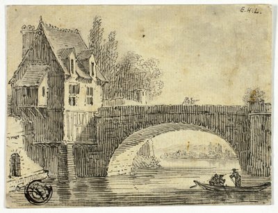 Bridge with House by Unknown artist