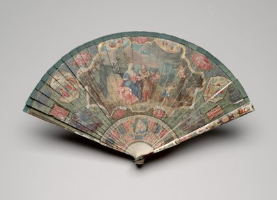 Brisé fan with a fortune teller and chinoiserie motifs, c.1700-25 by Unknown artist
