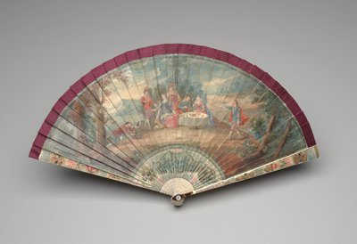 Brisé Fan with a Scene of an Outdoor Party by Unknown artist